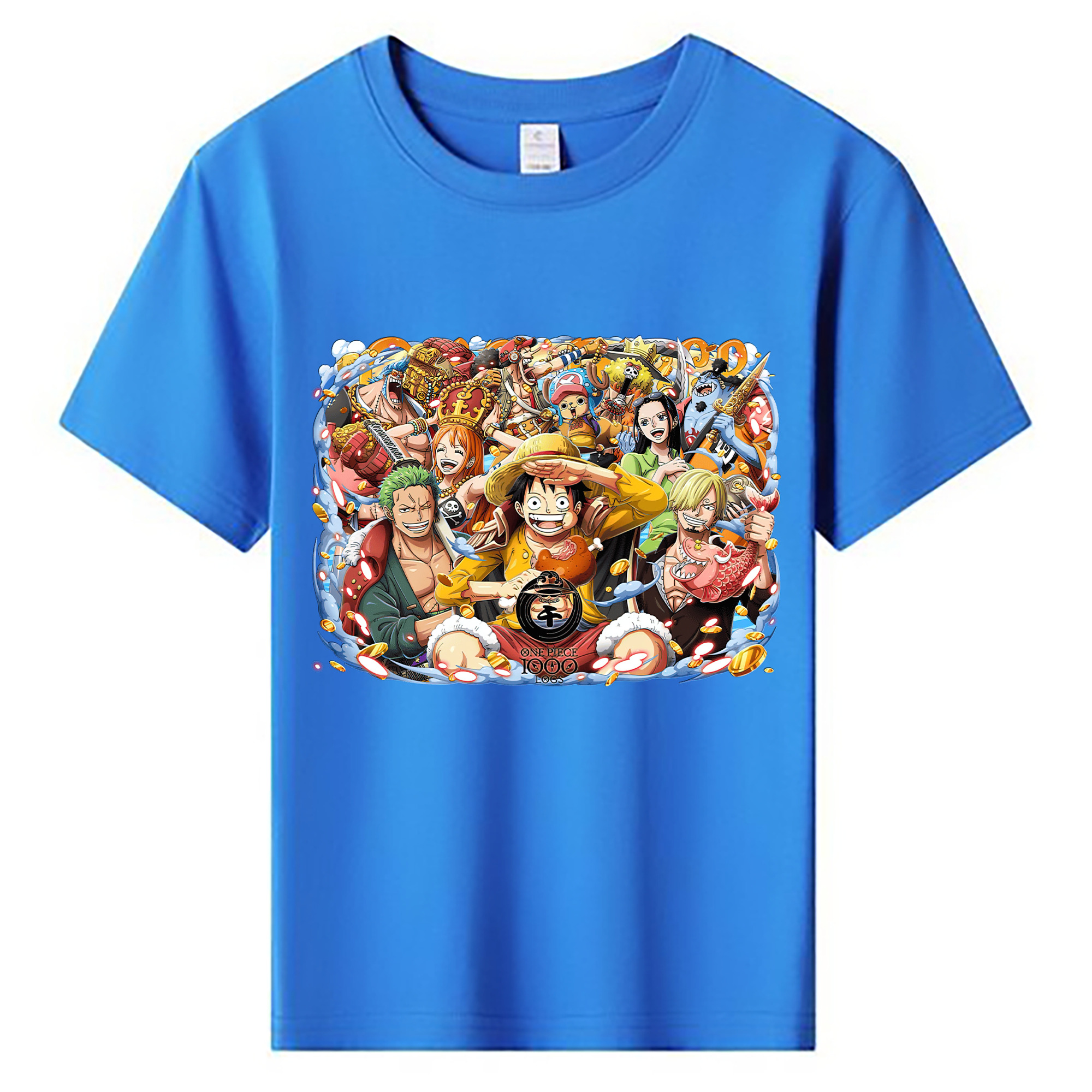 ワンピース モンキー・D・ルフィ ONE PIECE Monkey D. Luffy 綿100％キッズTシャツ（フロントプリント）